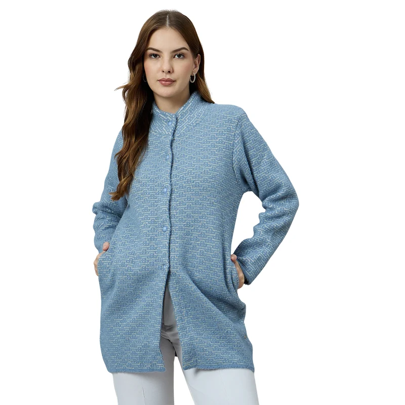 Duke Urban Women Long Coat Shortstyle Cardigan (ONSDS108) Air Force / L / Self-design