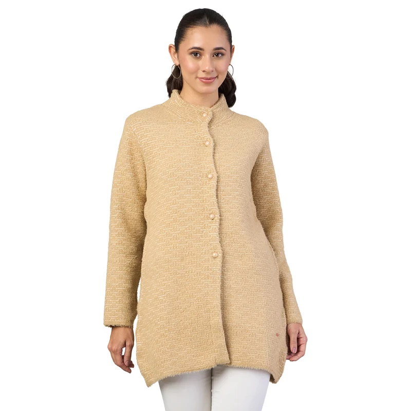 Duke Urban Women Long Coat Shortstyle Cardigan (ONSDS108) Camel / XL / Self-design