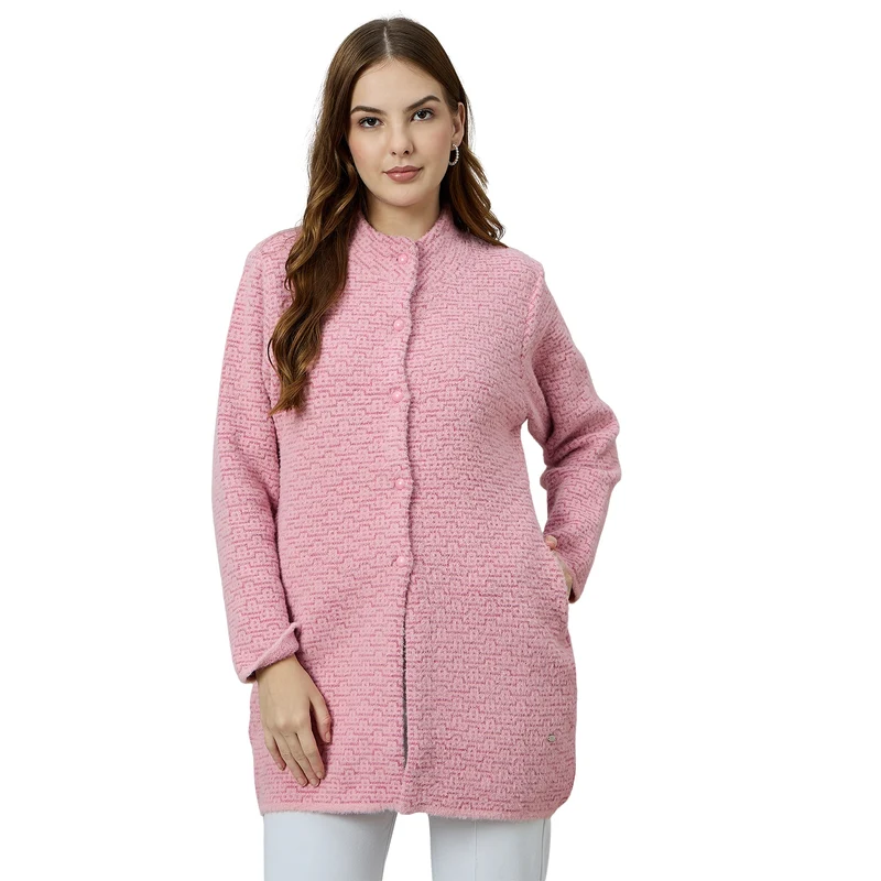 Duke Urban Women Long Coat Shortstyle Cardigan (ONSDS108) Foam Pink / XL / Self-design
