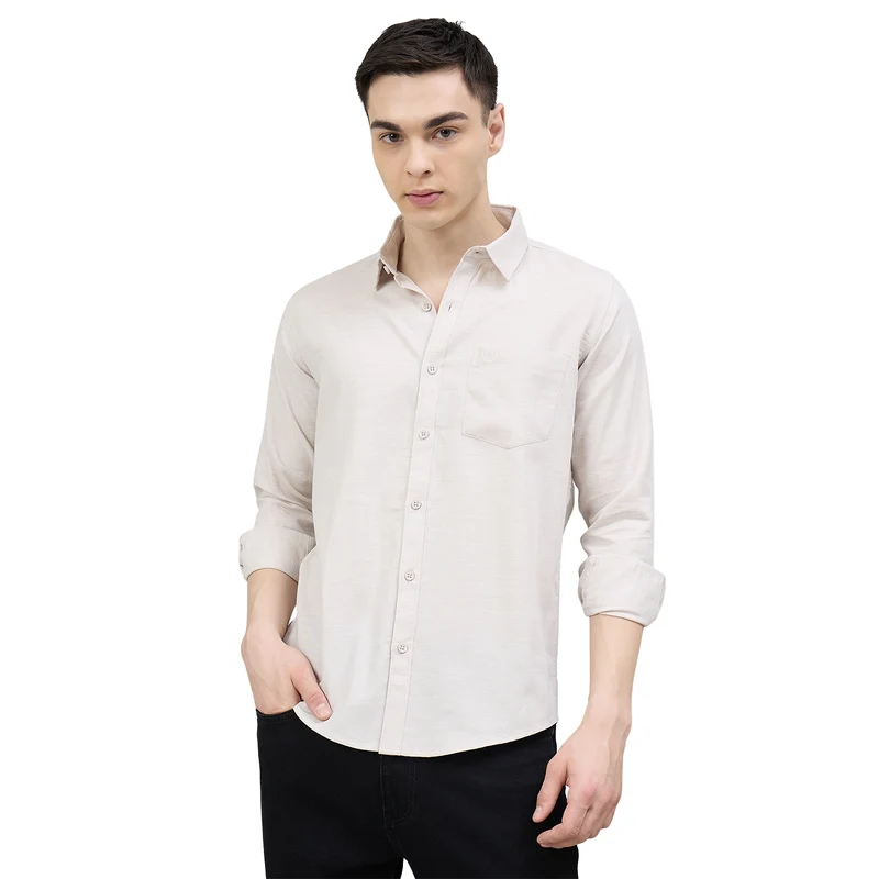 Duke Urban Men Solid Full Sleeve Spread Collar Slim Shirt (SDO7PLDI) Fawn / XXL / Solid