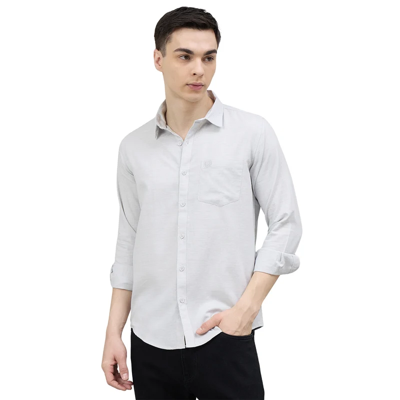 Duke Urban Men Solid Full Sleeve Spread Collar Slim Shirt (SDO7PLDI) Grey / XXL / Solid