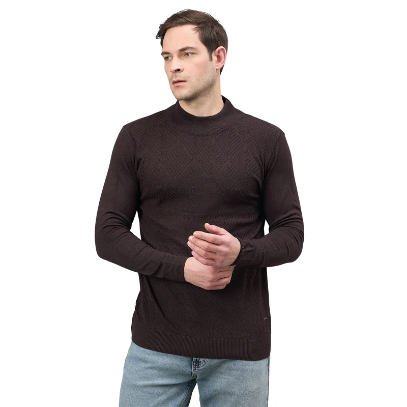 Duke Urban Men Full Sleeve Turtle Neck Sweater (SDS2392) Coffee / L / Self design
