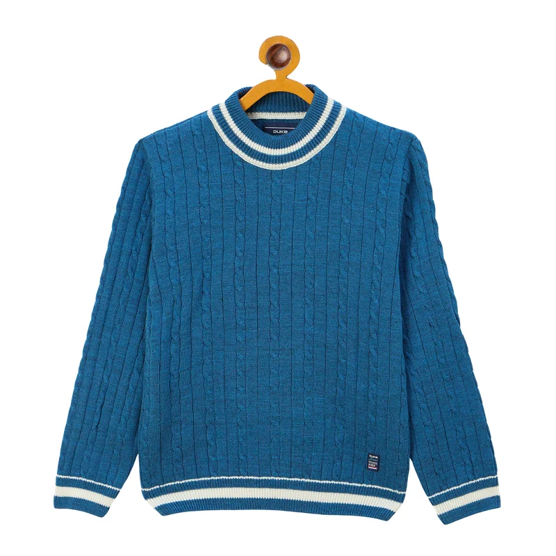 Duke Urban Boys Round Neck Full Sleeve Regular Sweater (S3617) Air Force / 32 / Self Design