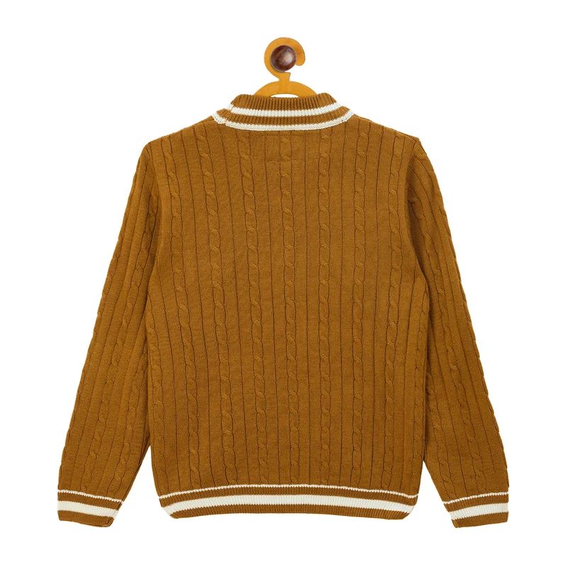 Duke Urban Boys Round Neck Full Sleeve Regular Sweater (S3617) Mustard / 30 / Self Design