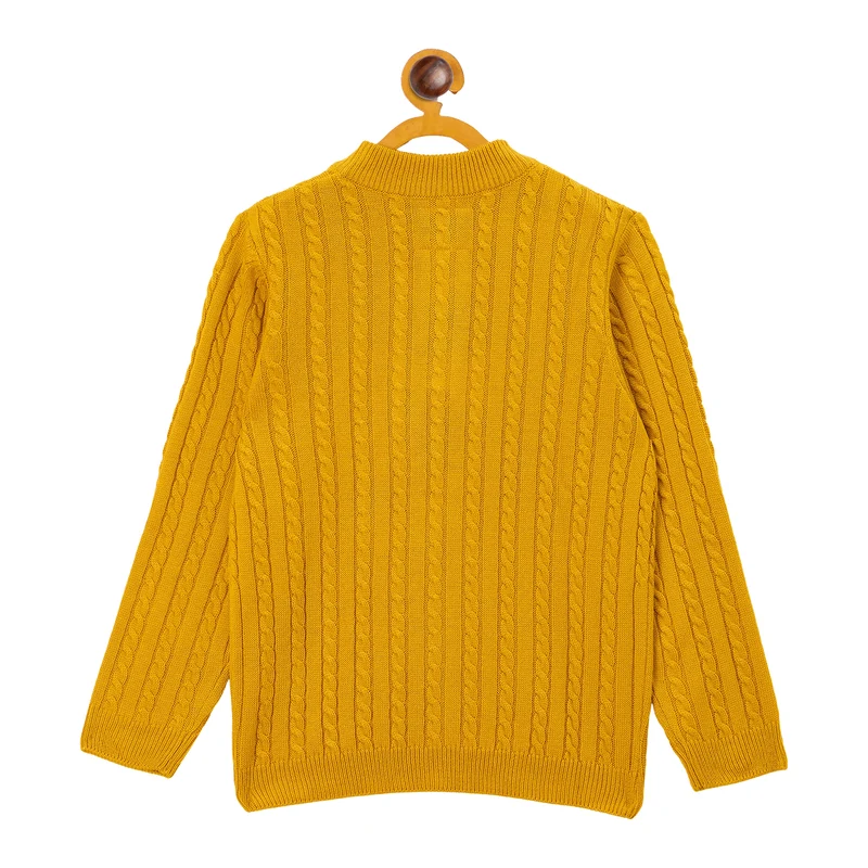 Duke Urban Boys Half Zip Full Sleeve Regular Sweater (S3621) Mustard / 32 / Self Design