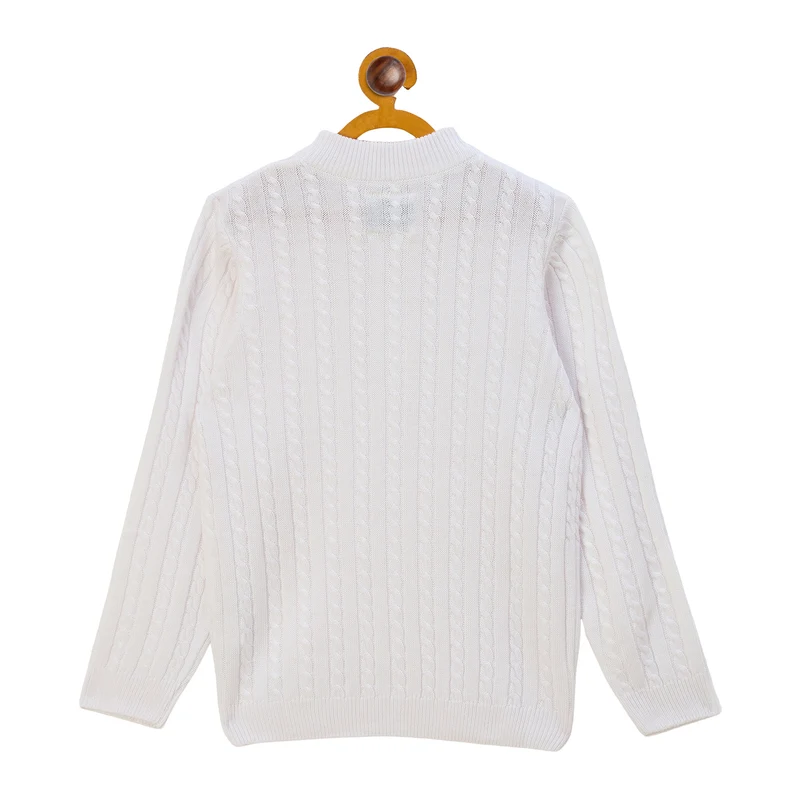 Duke Urban Boys Half Zip Full Sleeve Regular Sweater (S3621) White / 30 / Self Design