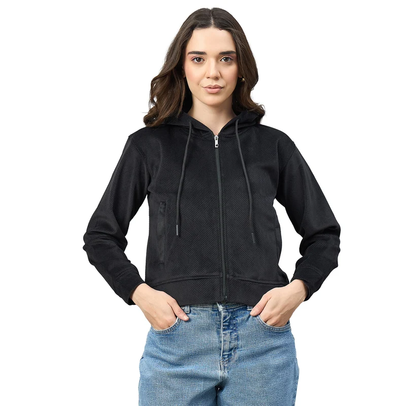 Duke Urban Women Full Sleeve Hooded Sweatshirt (LFX1007) Black / L / Solid