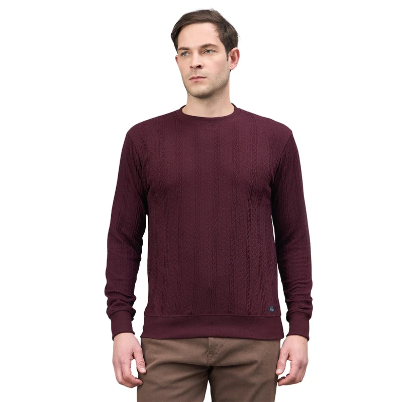 Duke Urban Men Round Neck Full Sleeve Sweatshirt (LF6492) Wine / S / Solid