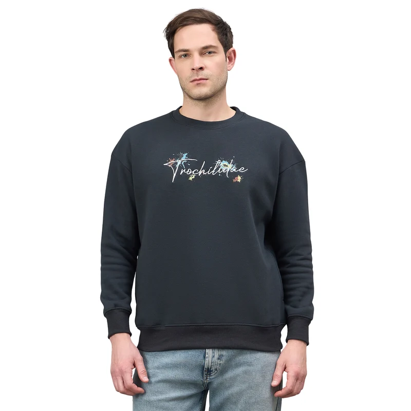 Duke Urban Men Round Neck Full Sleeve Sweatshirt (LF6526) Charcoal / M / Printed