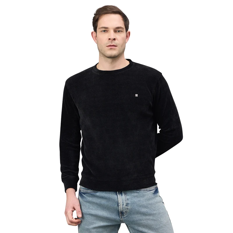 Duke Urban Men Round Neck Full Sleeve Sweatshirt (LF6483) Black / S / Solid