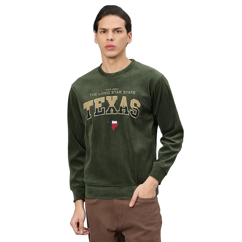 Duke Urban Men Round Neck Full Sleeve Regular Sweatshirt (LF6463) D.Olive / S / Printed