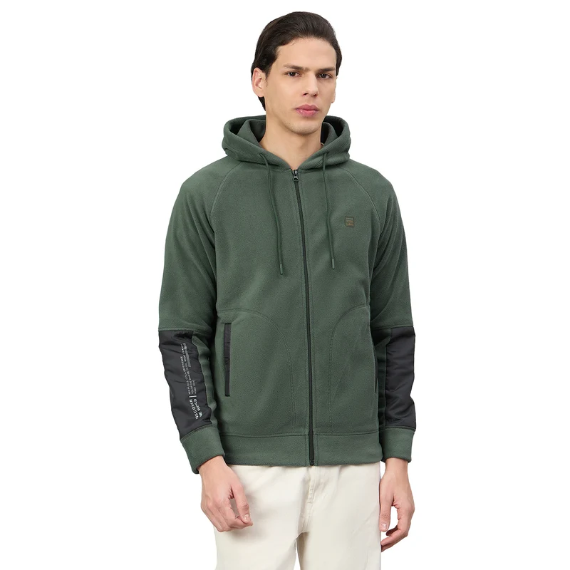 Duke Urban Men Full Sleeve Hooded Sweatshirt (LF6455) Olive / XL / Solid