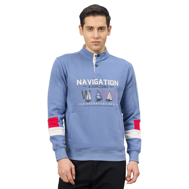 Duke Men Full Sleeve Half Zip Regular Sweatshirt (LF6494) Air Force / M / Printed