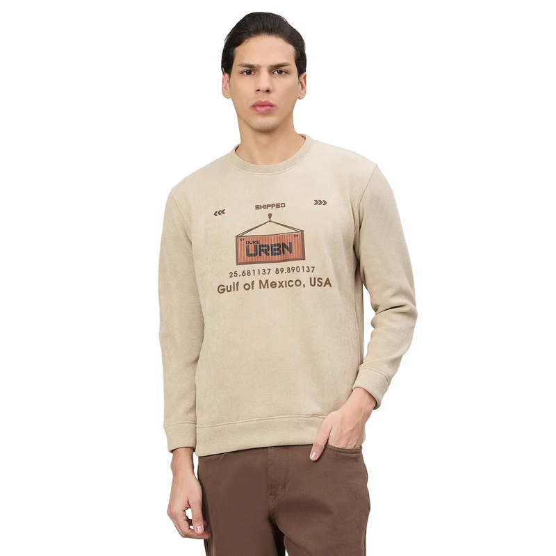Duke Urban Men Round Neck Full Sleeve Regular Sweatshirt (LF6490) Fawn / XL / Printed
