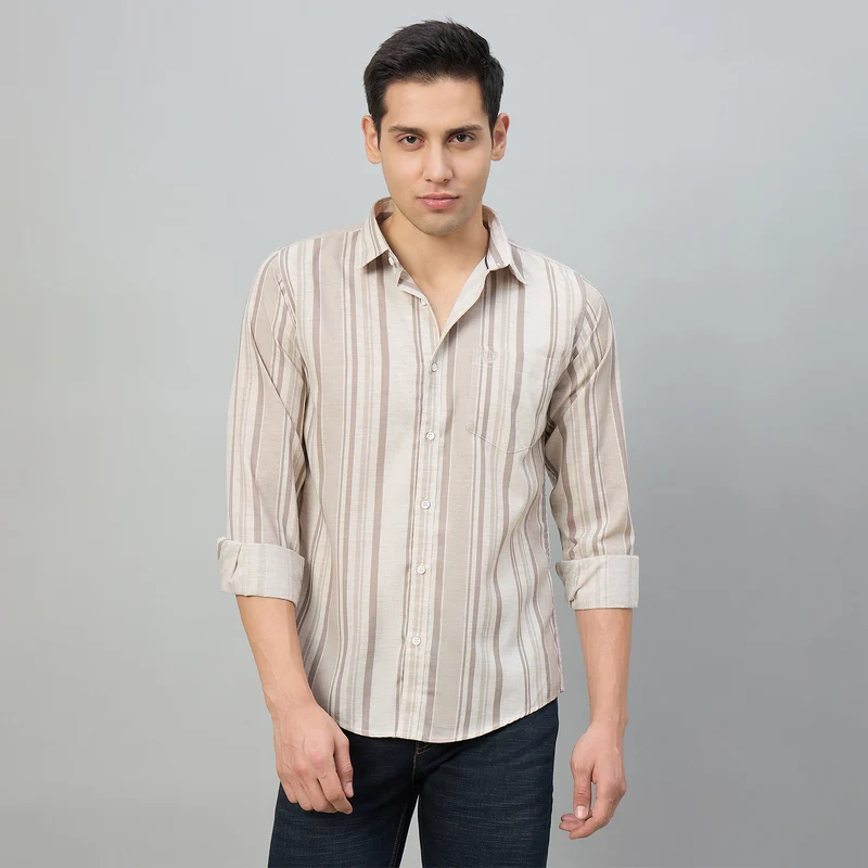 Duke Men Slim Fit Full Sleeve Poplin Cotton Shirt (SDO7PRCO) Grey / M / Striped