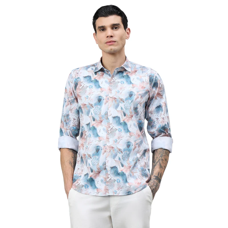 Duke Urban Men Floral Print Full Sleeve Regular Shirt (SDO9PRH) Air force / L / Floral Print