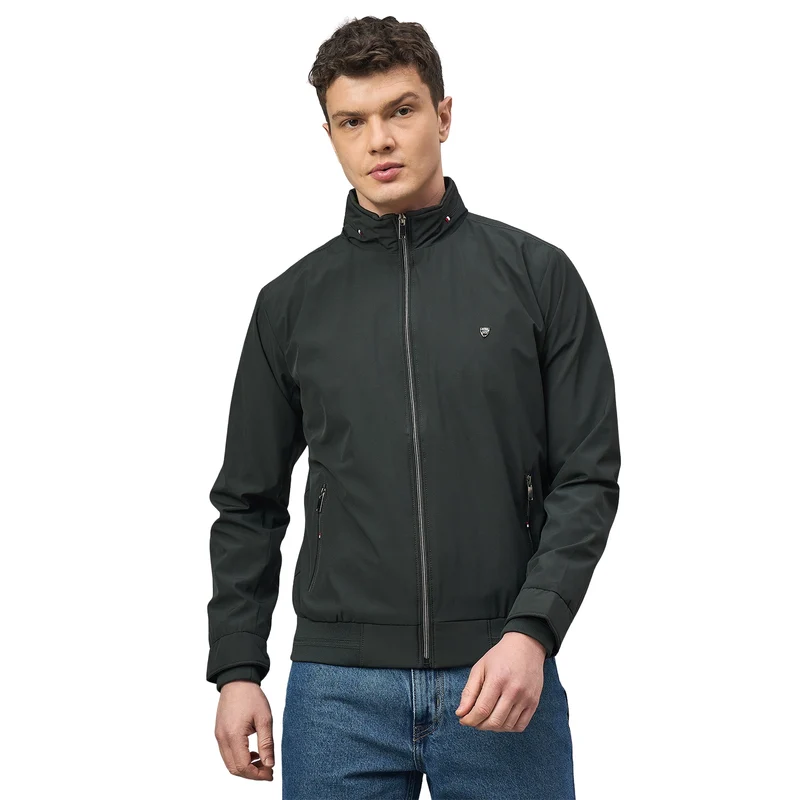 Duke Urban Men Full Sleeve High Neck Bomber Jacket (SDZ3108R) Olive / L / Solid