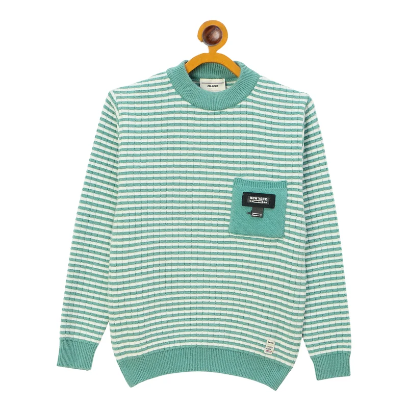 Duke Urban Boys Round Neck Full Sleeve Regular Sweater (S3602) L.Green / 36 / Self Design