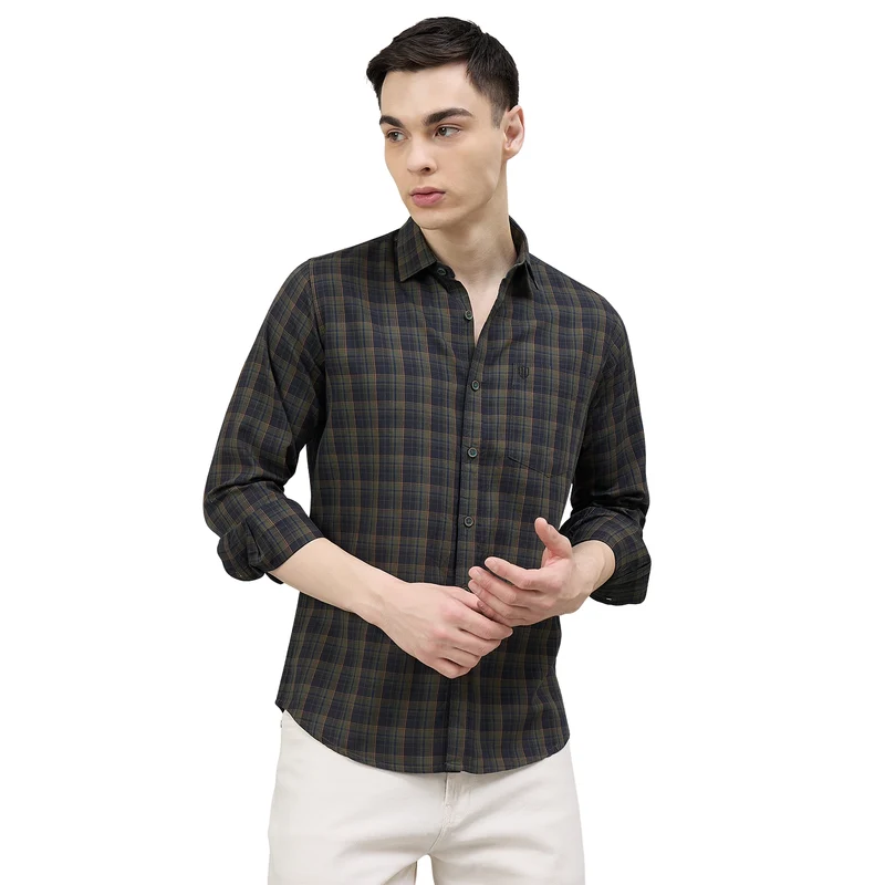 Duke Urban Men Checkered Full Sleeve Spread Collar Regular Shirt (SDO9CKAK) Forest Green / XL / Checkered