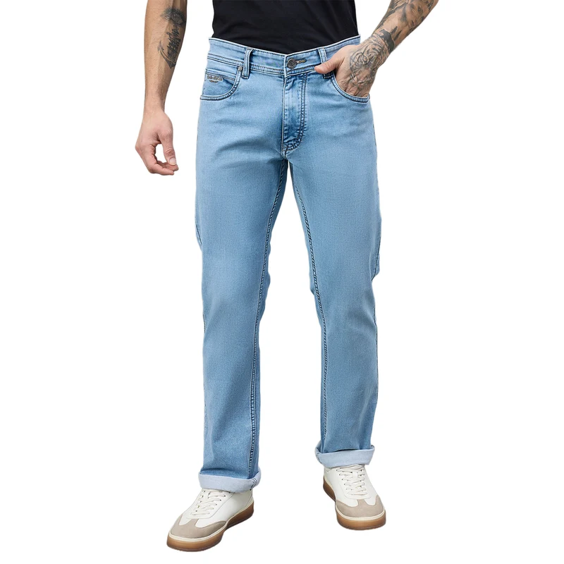 Duke Urban Men Comfort Fit Mid-Rise Light Fade Stretchable Jeans (SDD9122C) L.Blue / 32 / Washed
