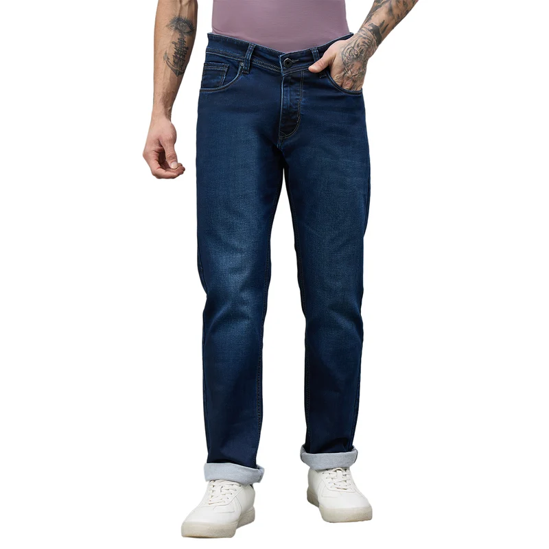 Duke Urban Men Comfort Fit Mid-Rise Light Fade Stretchable Jeans (SDD9136C) Navy / 30 / Washed