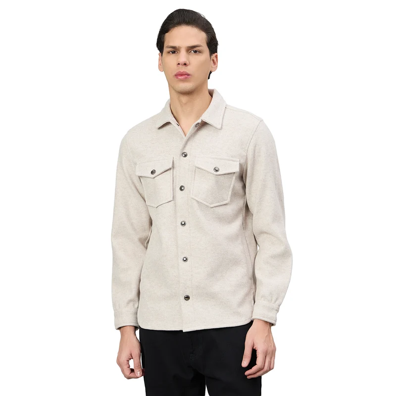 Duke Urban Men Full Sleeve Collared Neck Regular Jacket (SDZ1835) Oatmeal Mix / L / Solid