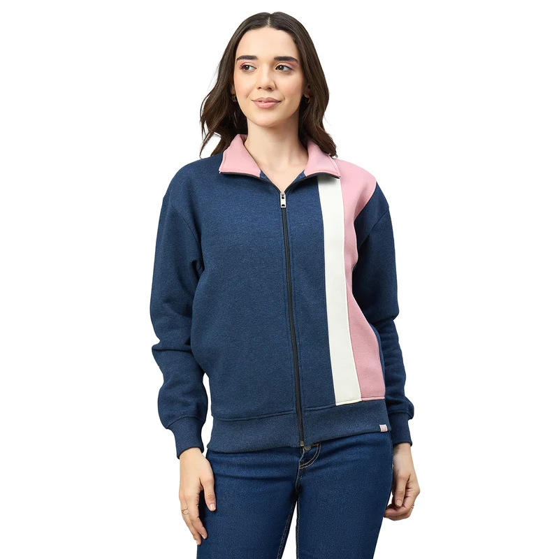 Duke Urban Women Full Sleeve Collared Sweatshirt (LFX5006S) Navy Mel / M / Solid