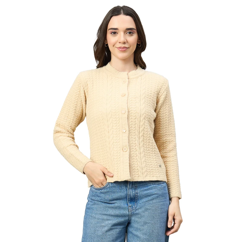 Duke Urban Women Round Neck Full Sleeve Sweater (SDS1522) Fawn / M / Self Design