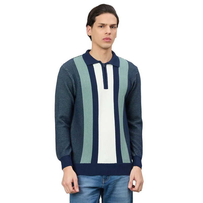 Duke Urban Men Half Sleeve Regular Sweater (SDS2358) Navy Mel / L / Self Design
