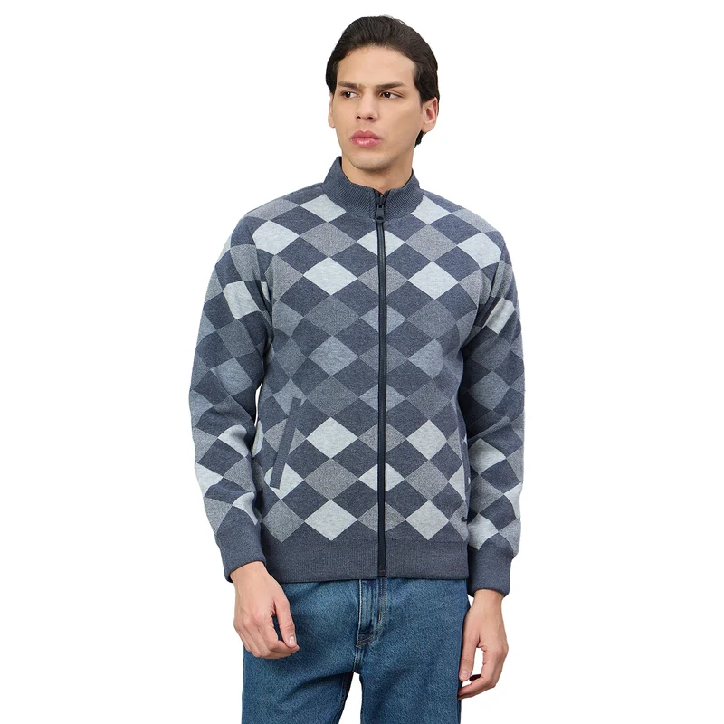 Duke Urban Men Reversible Full Sleeve Sweater (SDS2414) Navy Mel / XL / Self Design