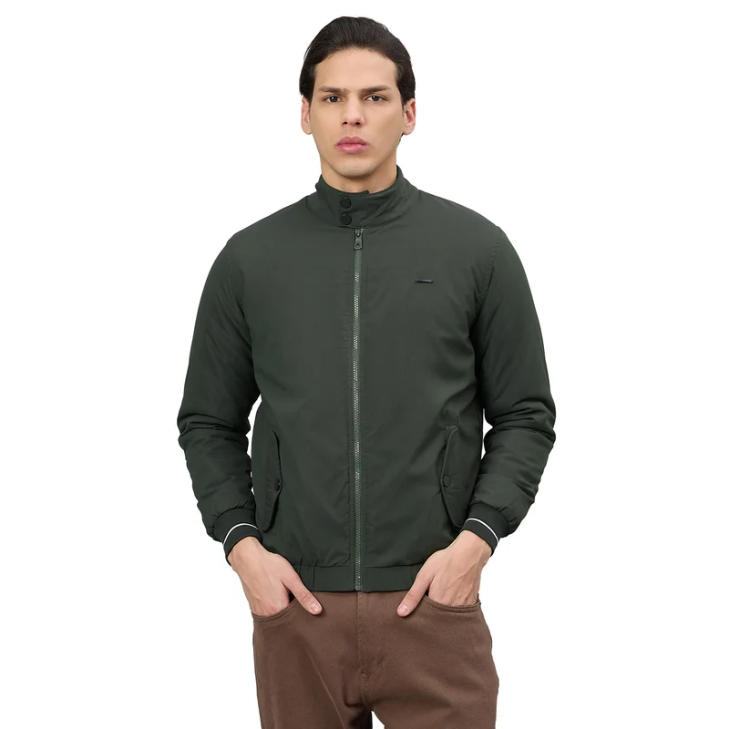 Duke Urban Men Short Style Full Sleeve Jacket (SDZ3286) Olive / XL / Solid