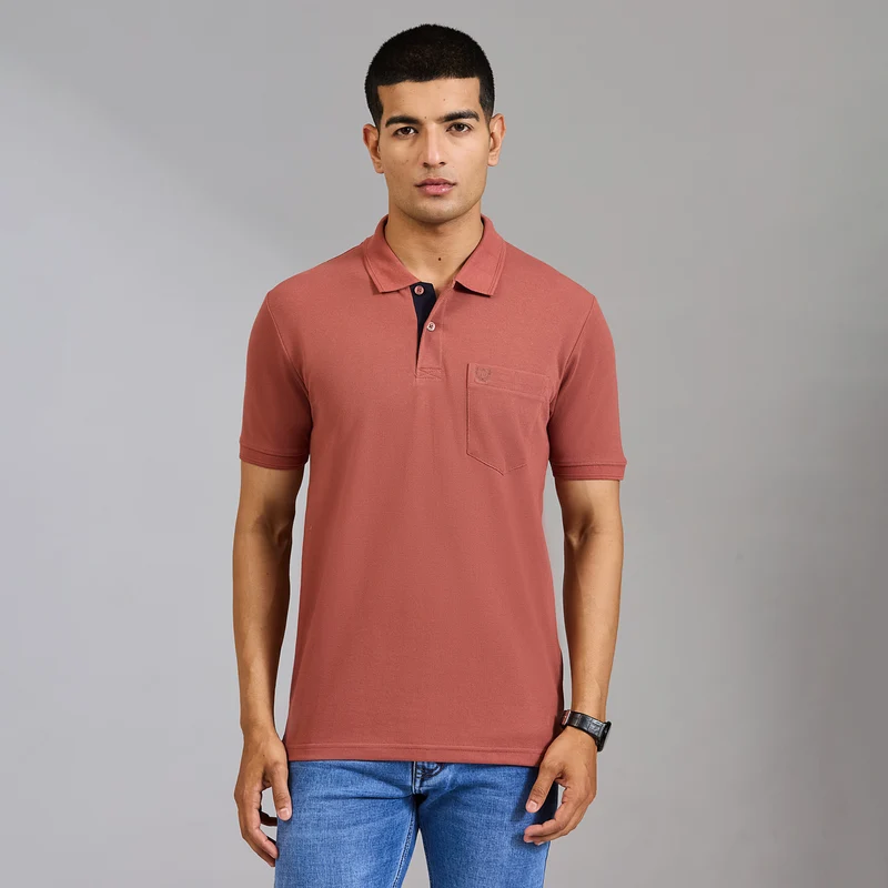 Duke Men Half Sleeve Cotton Smart Fit Casual T-shirt (SD72) Cedar Wood / M / Solid