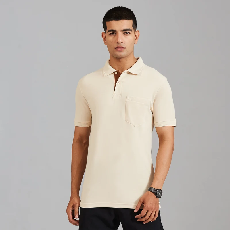 Duke Men Half Sleeve Cotton Smart Fit Casual T-shirt (SD72) Vanilla / XXL / Solid