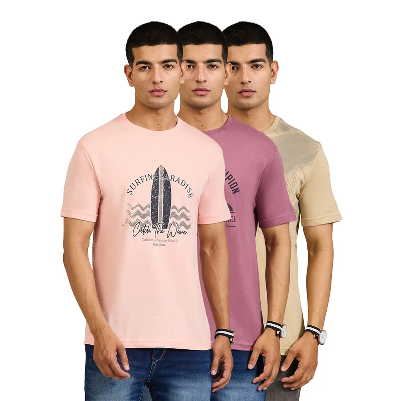 Duke Men Half Sleeve Cotton Printed Casual Regular Tshirt (SDVP42) Cotton Candy Cloud / XL / Printed