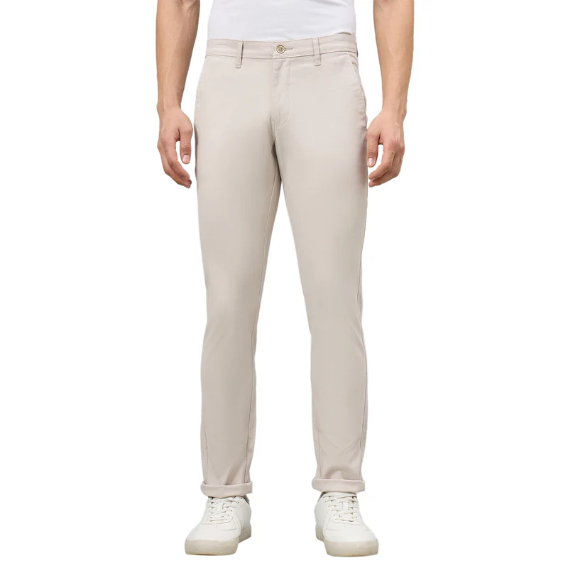 Duke Men Flatfront Narrow fit Casual Chinos Trouser (SDT4703) Cream / 36 / Solid