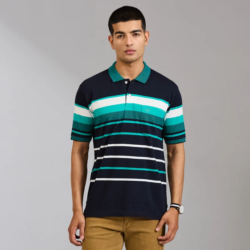 Duke Men Half Sleeve Cotton Regular Casual T-shirt (LF7908) Navy / L / Striped