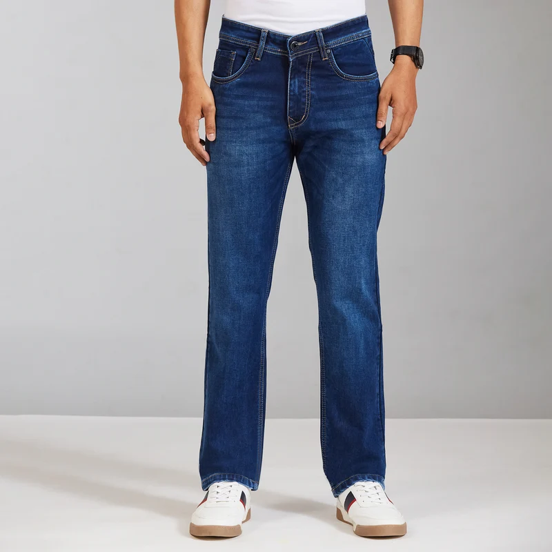 Duke Men Comfort Fit Stretchable Jeans (SDD9132C) Medium Blue / 36 / Washed