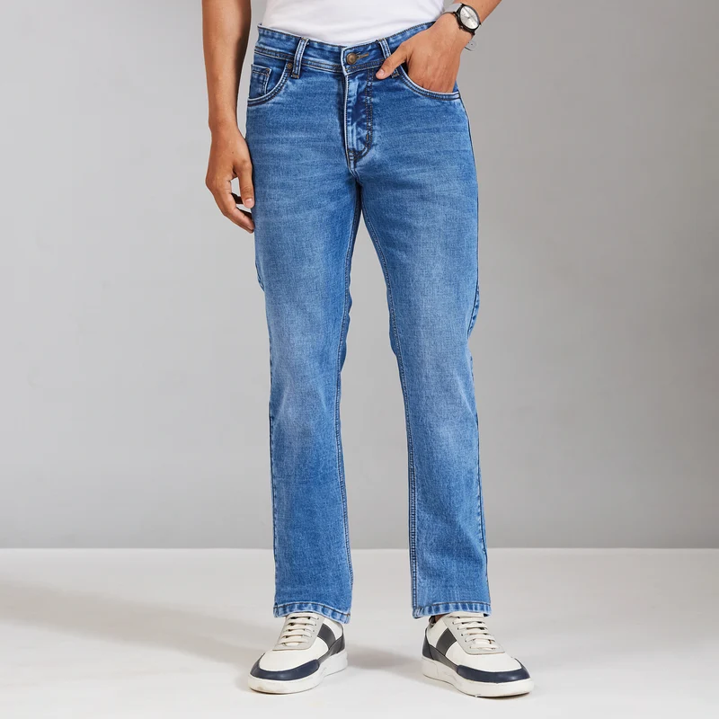 Duke Men Comfort Fit Stretchable Jeans (SDD9130C) L.Blue / 30 / Washed