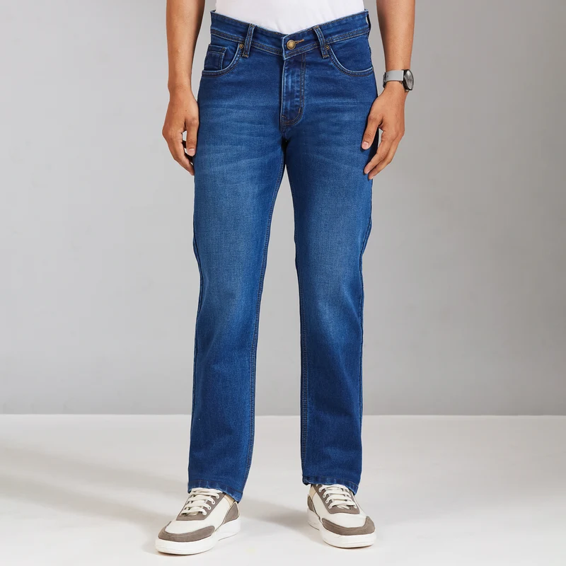 Duke Men Comfort Fit Stretchable Jeans (SDD9130C) Medium Blue / 30 / Washed