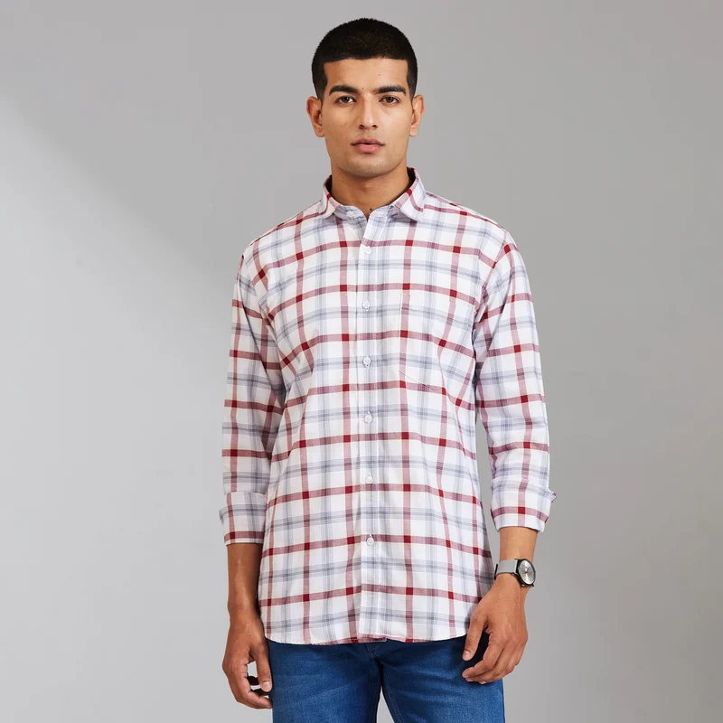 Duke Men Regular Half Sleeve Cotton Shirt (SDO8CKCE) Maroon / L / Checkered