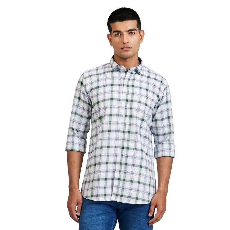 Duke Men Regular Half Sleeve Cotton Shirt (SDO8CKCE) Olive / M / Checkered