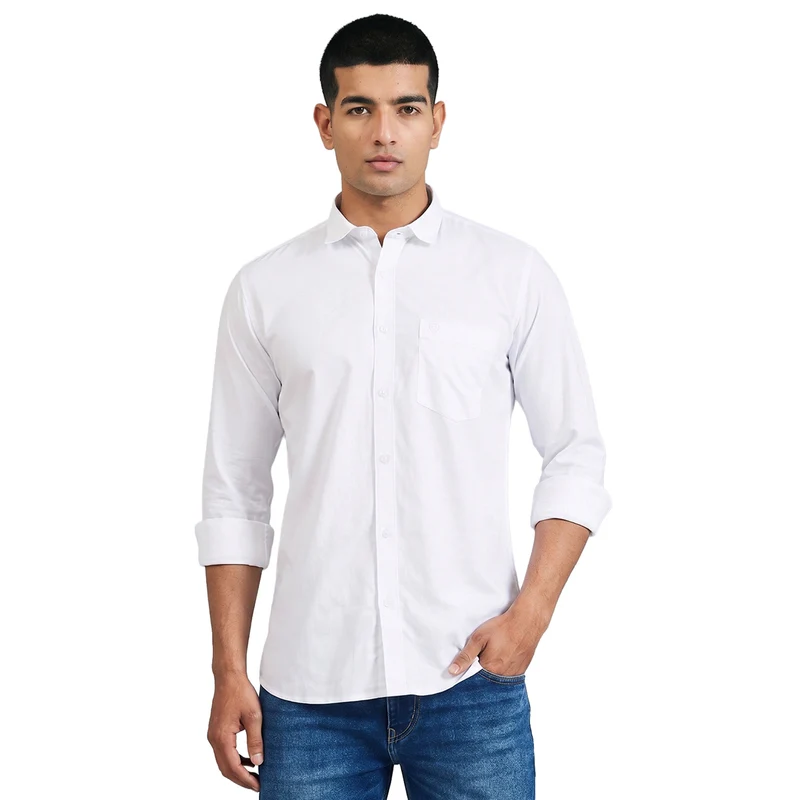 Duke Men Regular Half Sleeve Cotton Shirt (SDO8WDE) White / L / Solid