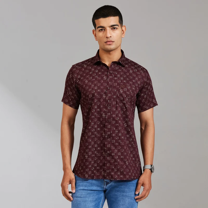 Duke Men Regular Half Sleeve Cotton Shirt (SDO4PRAN) Brown / XXL / Printed