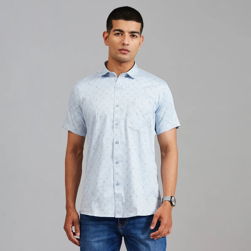 Duke Men Regular Half Sleeve Cotton Shirt (SDO4PRAN) Silver / XL / Printed