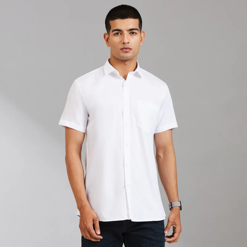 Duke Men Regular Half Sleeve Cotton Shirt (SDO4WD) White / L / Solid
