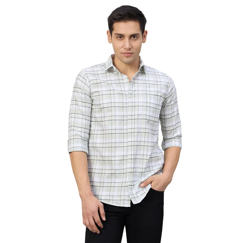 Duke Men Slim Fit Full Sleeve Oxford Cotton Shirt (SDO5CKDB) Sea Green / XXL / Checkered