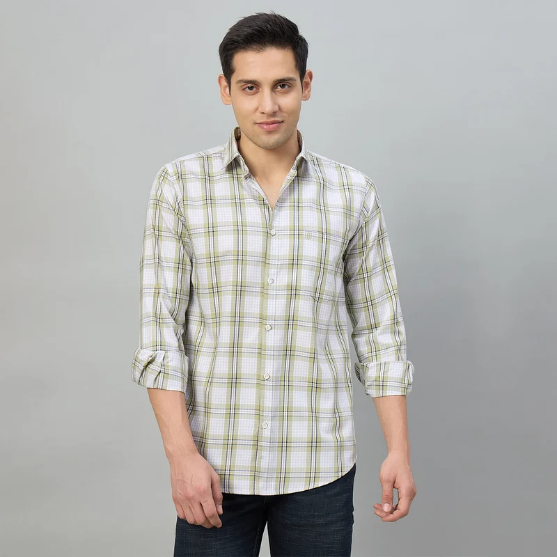 Duke Men Slim Fit Full Sleeve Oxford Cotton Shirt (SDO5CKDE) Olive / XXL / Checkered
