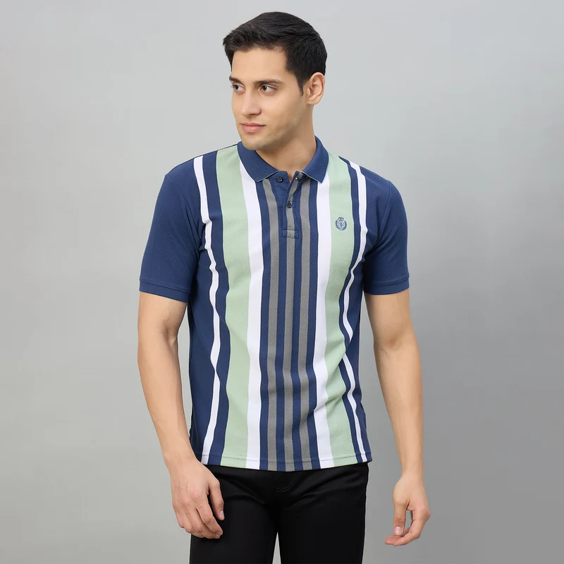 Duke Men Half Sleeve Cotton Regualr Fit Casual T-shirt (LF7913) Mid-Night / L / Striped