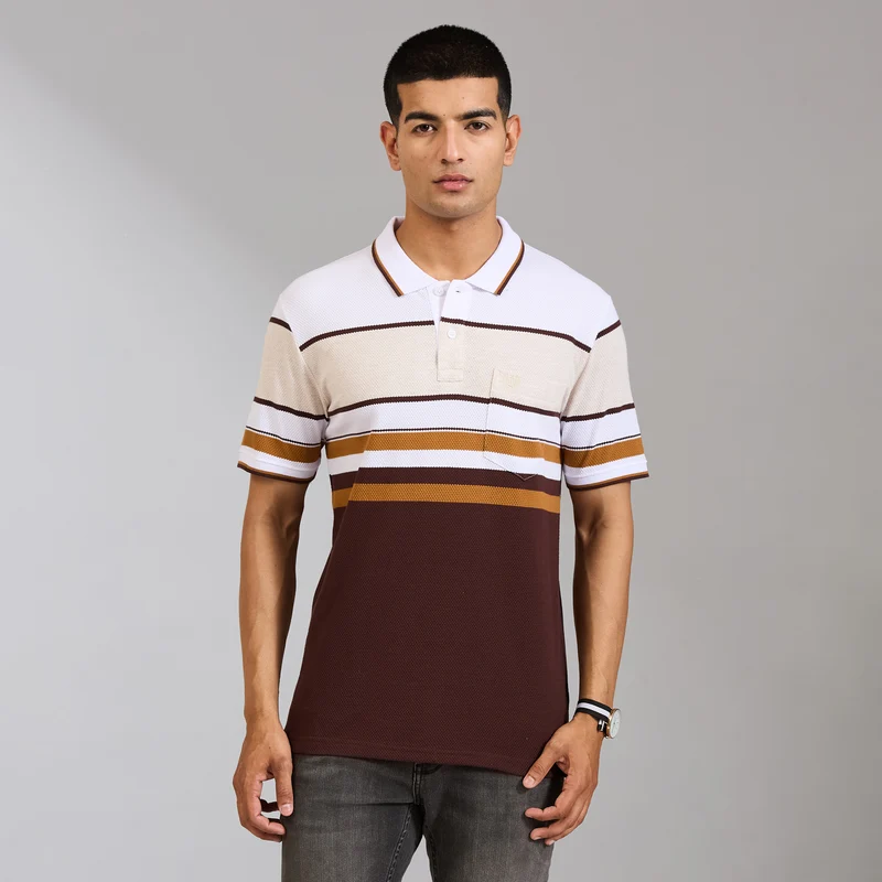 Duke Men Half Sleeve Cotton Regular Casual T-shirt (LF7998) Coffee / L / Striped