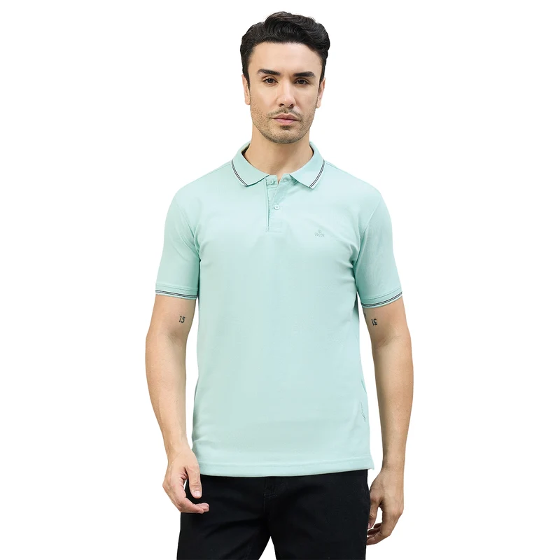 Duke Men Half Sleeve Cotton Smart Fit Casual T-shirt (SD73) Lake Blue / XL / Solid